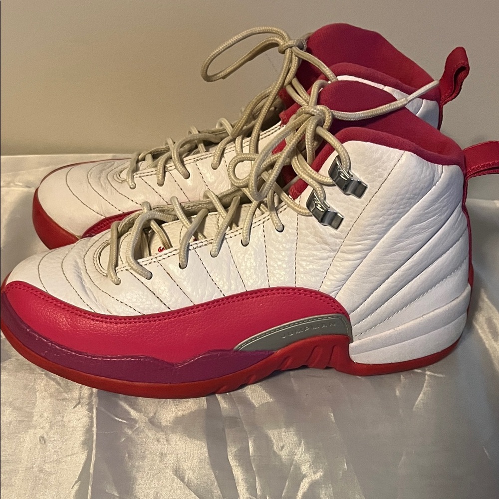 Kids White and Red High-Top Sneakers